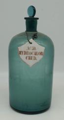Grüne Apothekenflasche, um 1850, Salzsäure 
