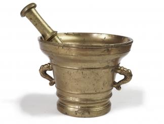 Alpenländischer Mörser mit Stößel, Schweiz, 17. Jh. 