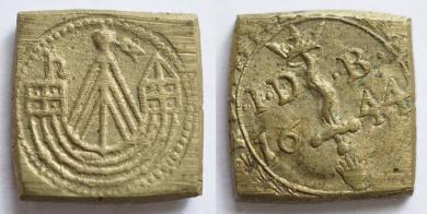 Münzgewicht 1/2 Schiffnobel, Jacob Jansz de Backer 