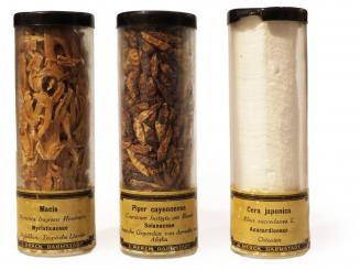 Merck Arzneidrogen-Schausammlung, 3 Stück. 