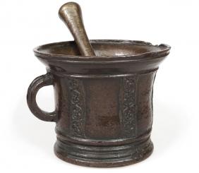 Seltener antiker Bronzemörser aus Italien, 15. Jh. 