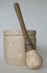 Großer Granit-Mörser mit Stößel, 19. Jh. 