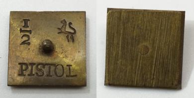 Münzgewicht 1/2 PISTOL, bergisch. J. D. vom Berg 