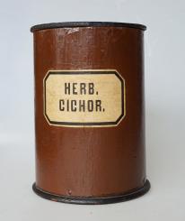 Apothekendose, deutsch, um 1950, Wegwartenkraut. 