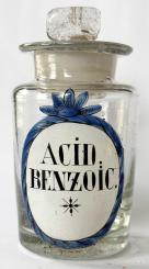 Apotheken-Weithalsglas, Ende 18. Jh., "Benzoesäure:" 
