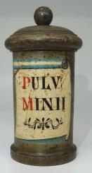 Früh-klassizistische Apotheken-Holzdose, Wien, um 1800, Minium 