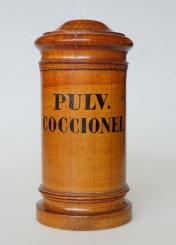Apotheken-Holzdose, deutsch, um 1830, Biedermeier. Coccionellae. 