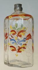 Schnapsflasche mit Blumen-Email-Dekor, 18. Jh. 