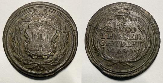 Münzgewicht 1/2 BANCO THALER 1744 