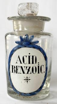 Apotheken-Weithalsglas, Ende 18. Jh., "Benzoesäure:" 